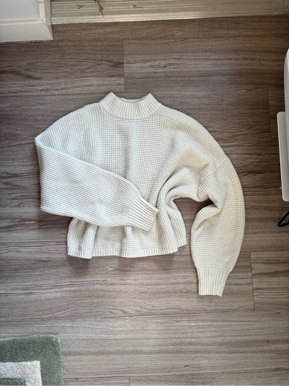 Hollister Cozy Cream Waffle Knit Mock Neck Women's Sweater Size XL